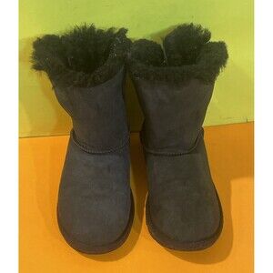 UGG Women Mini Bailey Bow II Black Suede Size 4